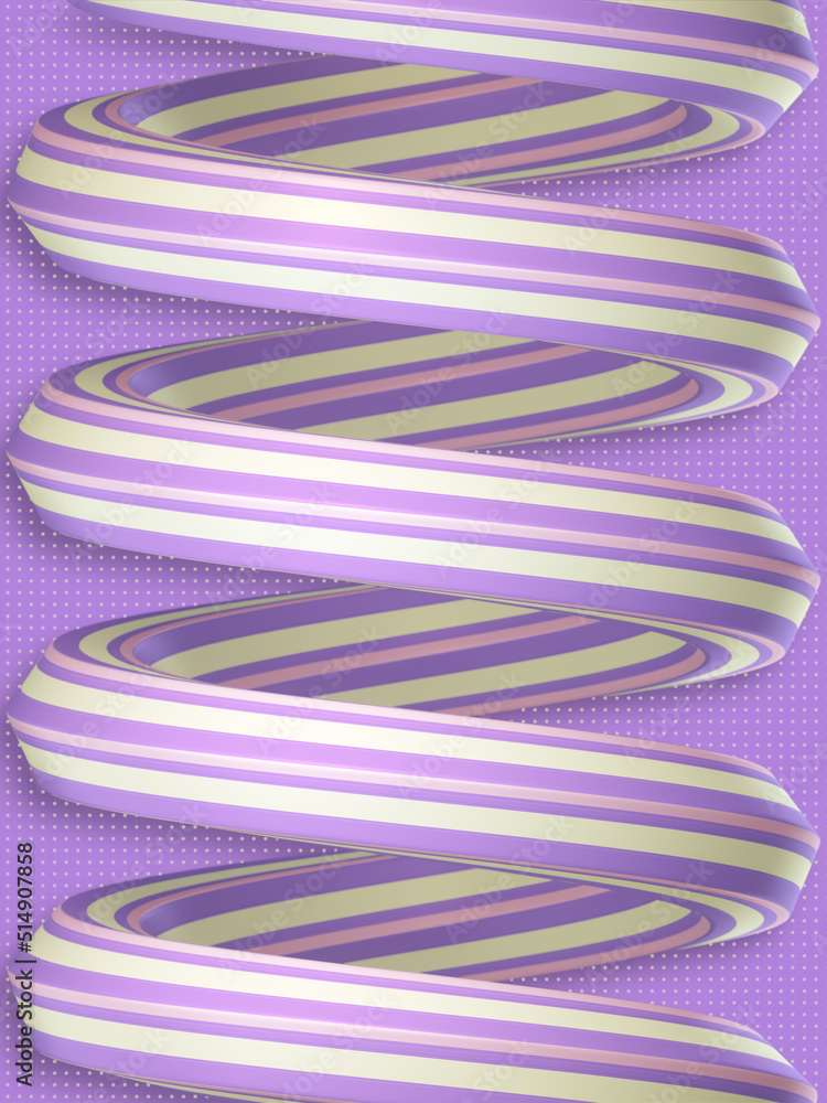 Poster Spiral with neon stripes and depth of field effect. Modern 3d rendering digital illustration background