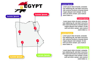 Egypt travel location infographic, tourism and vacation concept, popular places of Egypt, country graphic vector template, designed map idea, sightseeing destinations