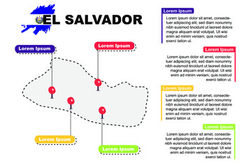 El Salvador travel location infographic, tourism and vacation concept, popular places of El Salvador, country graphic vector template, designed map idea, sightseeing destinations