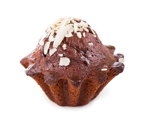 chocolate cupcake isolated on a white background. With clipping path.