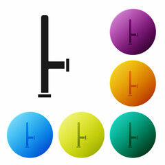 Black Police rubber baton icon isolated on white background. Rubber truncheon. Police Bat. Police equipment. Set icons in color circle buttons. Vector