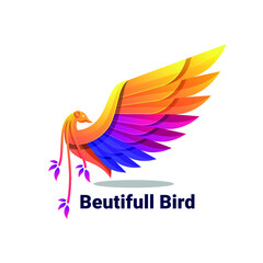 Obraz premium colorful Beautifull Bird logo illustration vector template