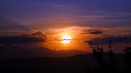 Excellent sunset view from top of a mountain