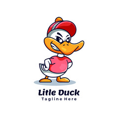 Litle Duck mascot character logo design vector illustration