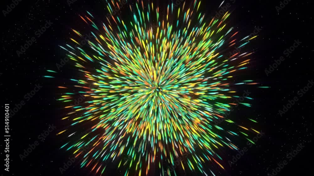 Poster black background. motion.multicolored rays of light that scatter in different directions at high spe