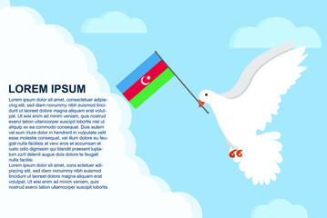 Azerbaijan peace concept with text area, Dove of Peace bird with Azerbaijan flag, peace day template