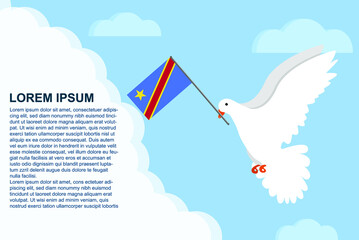 Congo Demotratic Republic peace concept with text area, Dove of Peace bird with Congo Demotratic Republic flag, peace day template