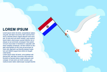 Paragıay peace concept with text area, Dove of Peace bird with Paragıay flag, peace day template