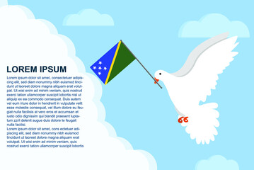Solomon Island peace concept with text area, Dove of Peace bird with Solomon Island flag, peace day template