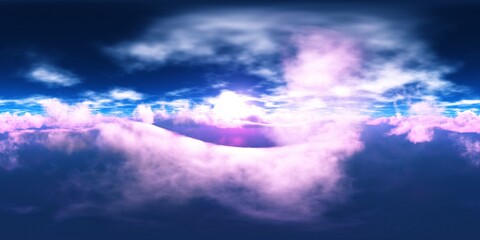 Panorama of clouds, HDRI, environment map , Round panorama, spherical panorama, equidistant projection, panorama 360, Clouds, among the clouds, the sky and the clouds, 3D rendering
