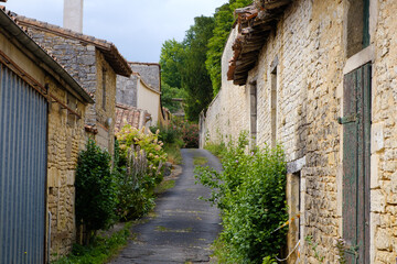 Fototapeta na wymiar Street view in Verteuil-sur-Charente, Charente, Poitou-Charente, France