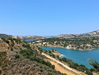 view of the lake from the hill