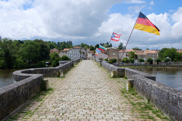 Pont-Vieux old bridge in Confolens, Charente, Poitou-Charentes, Aquitaine, France