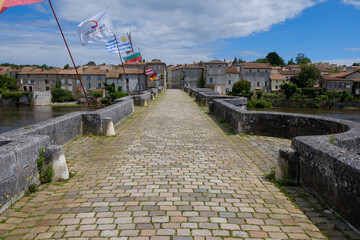 Pont-Vieux old bridge in Confolens, Charente, Poitou-Charentes, Aquitaine, France