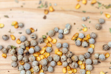 dried pepper on wood blackground