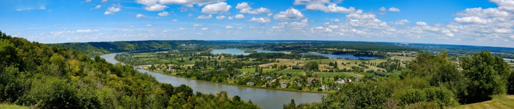 panoramic scenic view of the river Seine from Barneville-sur-Seine, Eure, Normandy, France 