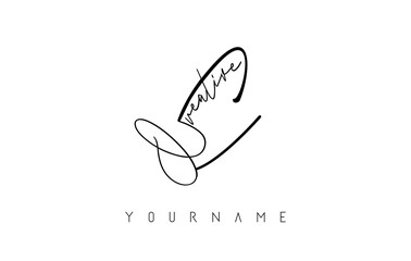 Creative handwritten C logo with text concept design.