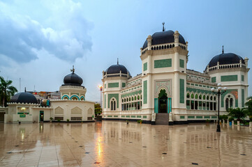 Detail facade of Great Mosque of Medan or Masjid Raya Al Mashun