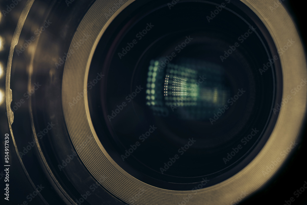 Aufkleber beautiful abstract camera lens with glass reflection. background pattern for design.