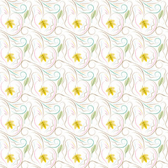 beautiful autumn seamless pattern with yellow leaves on a white background