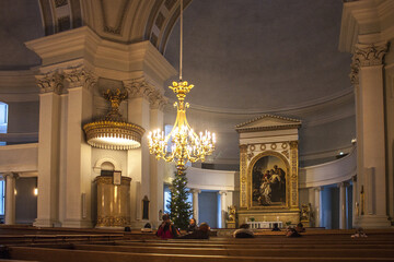 Inside the Helsingin tuomiokirkko (Helsinki Cathedral), the Finnish Evangelical Lutheran cathedral...