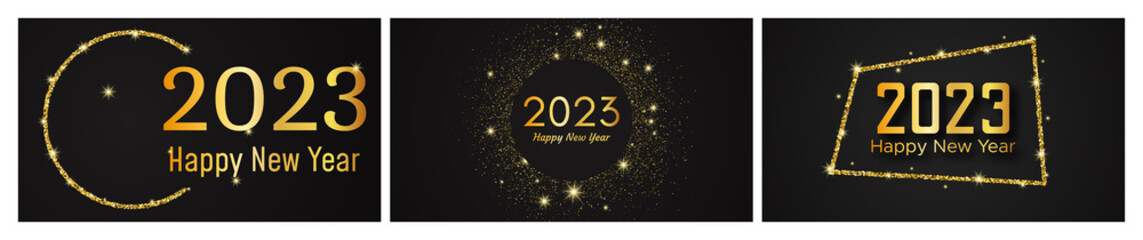2023 Happy New Year gold background
