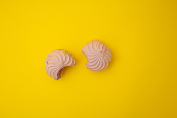 Marshmallow bites on a yellow background