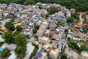 Fototapeta premium Top down view of village in Fanling of Hong Kong