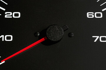 Car speedometer,Car dashboard,Arrow of odometer,tachometer.Close up.Selective focus.