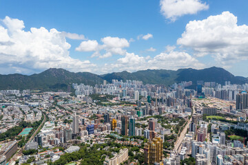 Fototapeta na wymiar Kowloon, Hong Kong Top view of Hong Kong city