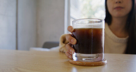 Woman chat with her friend in coffee shop