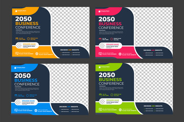 Global business conference flyer or horizontal flyer and invitation banner design and live webinar