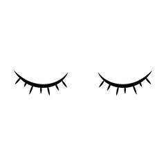 Mascara styles for makeup, closed girly eyes with beautiful lashes on white. Girls eyelashes simple vector illustration