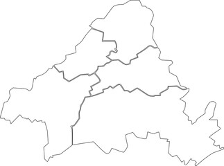 White flat blank vector administrative map of SOLINGEN, GERMANY with black border lines of its districts