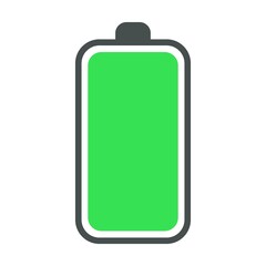 Phone battery status flat symbol. Charge or recharge indicator, power loading isolated vector illustration. Smartphone UI symbol