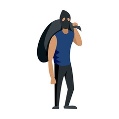 Gangster character vector illustration. Killers and criminals in hats, mafia boss, bodyguard, people in masks with pistols isolated on white