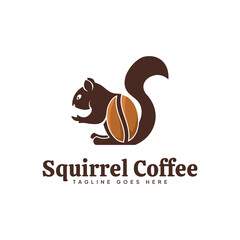 Creative Coffee Squirrel Logo Vector Premium Stock.