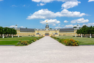 Karlsruhe Castle royal palace baroque architecture travel in Germany - obrazy, fototapety, plakaty