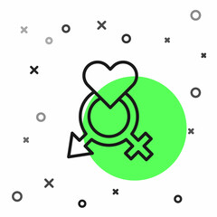 Black line Gender icon isolated on white background. Symbols of men and women. Sex symbol. Vector