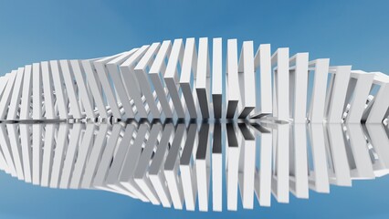 Futuristic architecture background mechanically rotating geometric design 3d render