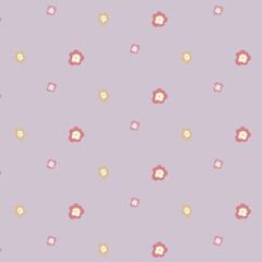 Vector seamless pattern with little cute simple flowers