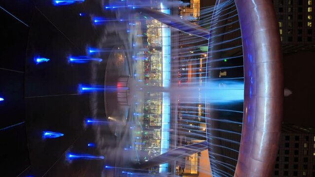 vertical Time-lapse of Light at the Fountain of Wealth, Singapore