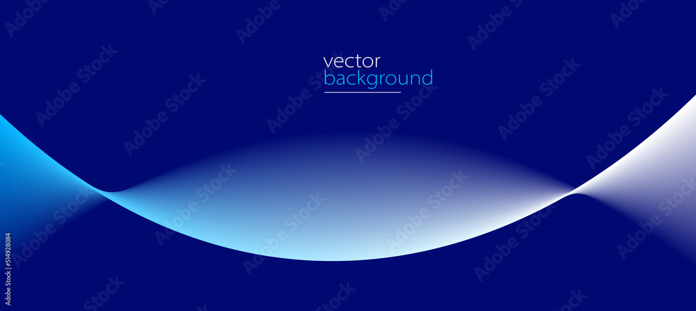 Poster smooth flow of wavy shape with gradient vector abstract background, dark blue design curve line ener