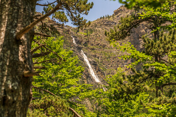 Fototapeta premium Cotatuero waterfall in the Ordesa and Monte Perdido National Park.