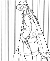 Woman in doodle zentangle style. Hand drawn Vector illustration. Sketch for adult coloring page