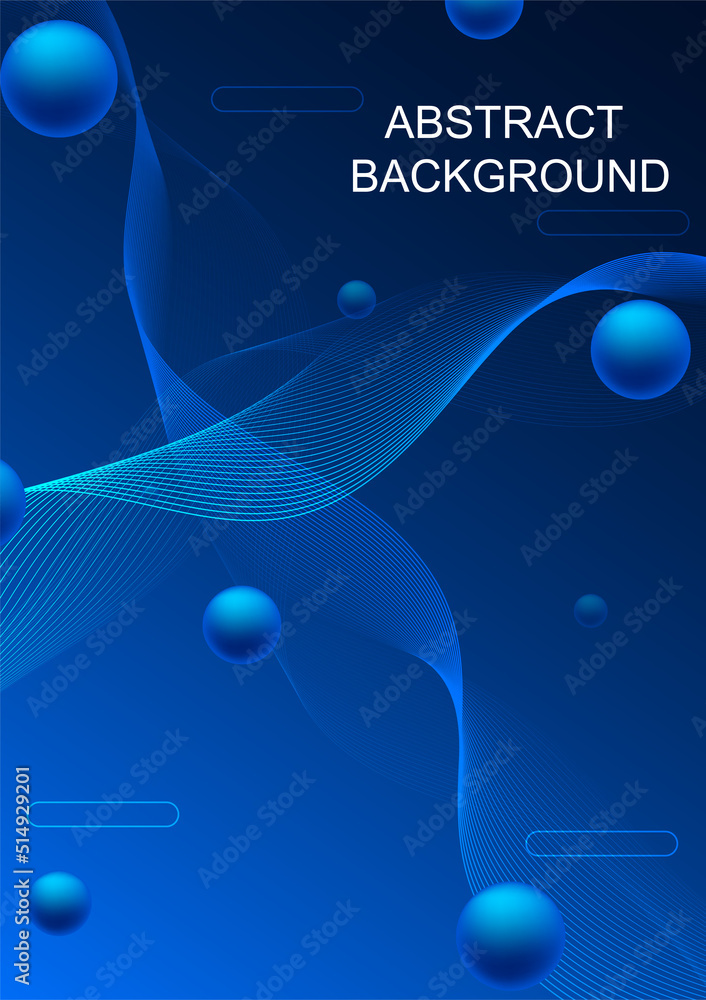 Poster abstract background pattern line parallel with blue ball glow blue style vector illustration