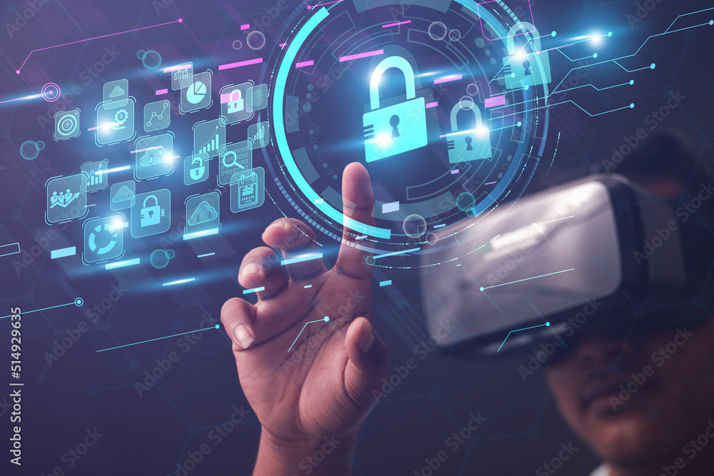 Poster high technology security protection concept. two-step verification, login, encrypted account identit