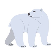 Polar bear. Cute arctic animal cartoon character vector illustration. Polar bear, penguin, seal, hare, owl, killer whale, fauna of North Pole isolated on white