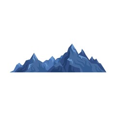 Landscape and nature. Dark mountains and rock flat icon. Cartoon snowy mountain, peak, hill top vector illustration