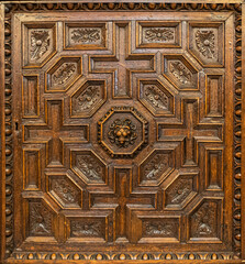 Vintage carved brown wood background	